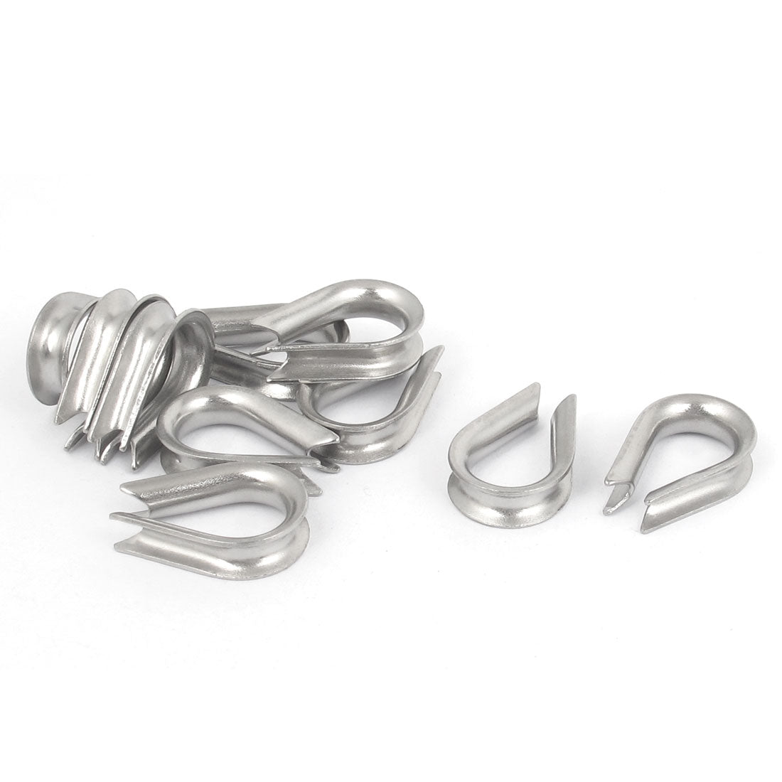 Harfington 304 Stainless Steel 3mm 1/8" Wire Rope Cable Thimbles Silver Tone 10pcs