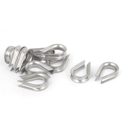 Harfington 304 Stainless Steel 3mm 1/8" Wire Rope Cable Thimbles Silver Tone 10pcs