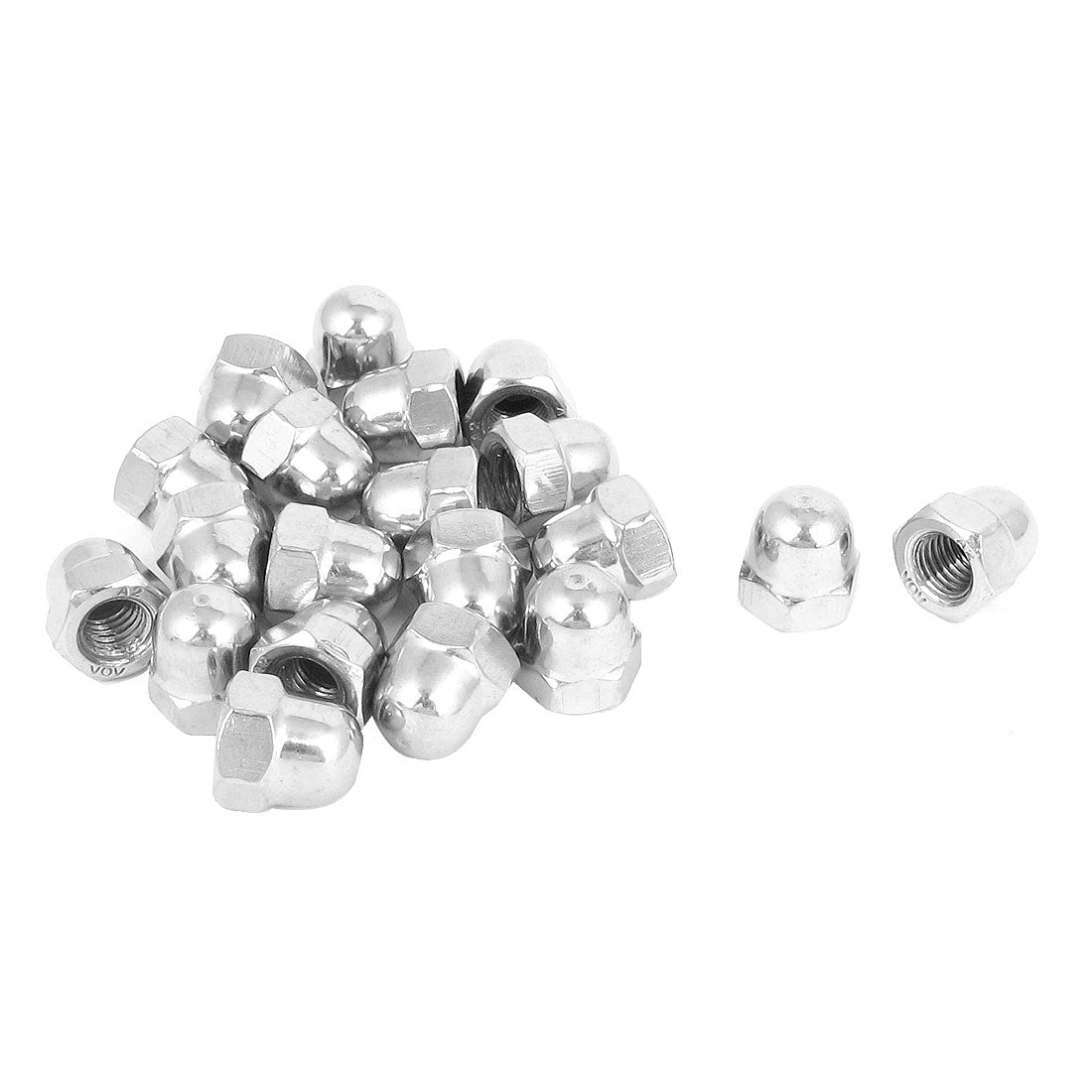 Harfington M8 Thread 304 Stainless Steel Acorn Hex Cap Nut Silver Tone 20Pcs