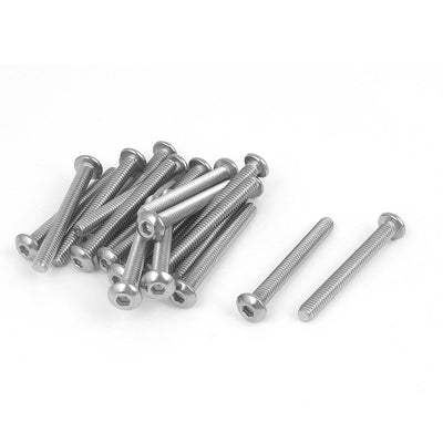 Harfington M4x35mm 304 Stainless Steel Hex Socket Machine Countersunk Round Head Screw Bolts 20PCS