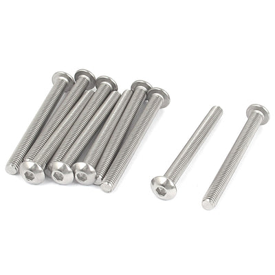 Harfington M5x50mm 304 Stainless Steel Hex Socket Machine Countersunk Round Head Screw Bolts 10PCS