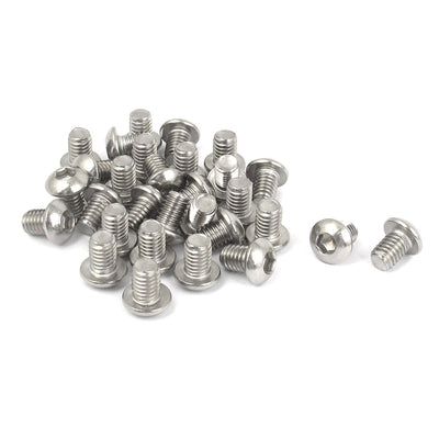 Harfington M6x8mm 304 Stainless Steel Hex Socket Machine Countersunk Round Head Screw Bolts 30PCS