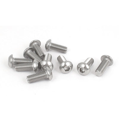 Harfington M8x20mm 304 Stainless Steel Hex Socket Machine Countersunk Round Head Screw Bolts 10PCS
