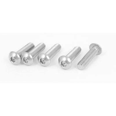 Harfington M8x30mm 304 Stainless Steel Hex Socket Machine Countersunk Round Head Screw Bolts 5PCS