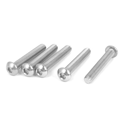 Harfington M8x50mm 304 Stainless Steel Hex Socket Machine Countersunk Round Head Screw Bolts 5PCS