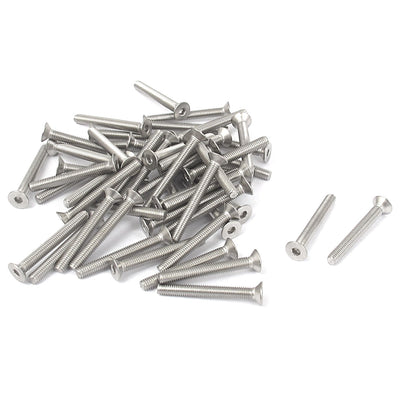 Harfington M3 x 25mm Metric 304 Stainless Steel Hex Socket Countersunk Flat Head Screw Bolts 50PCS