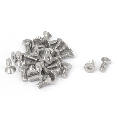 Harfington M4 x 10mm Metric 304 Stainless Steel Hex Socket Countersunk Flat Head Screw Bolts 30PCS