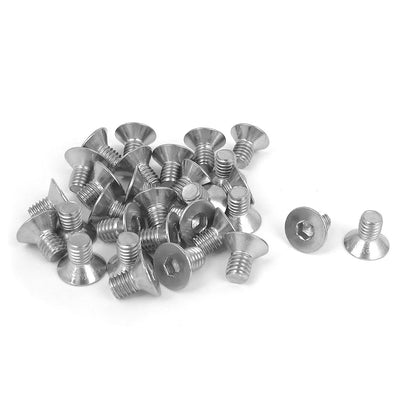 Harfington M6 x 10mm Metric 304 Stainless Steel Hex Socket Countersunk Flat Head Screw Bolts 30PCS