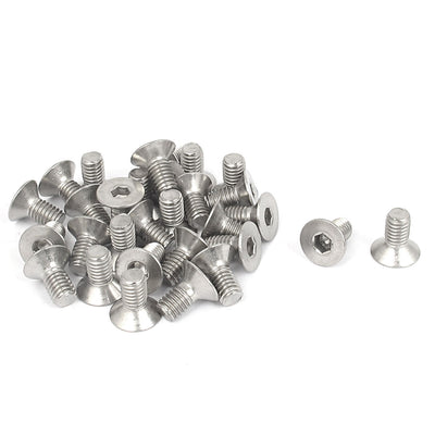Harfington M6 x 12mm Metric 304 Stainless Steel Hex Socket Countersunk Flat Head Screw Bolts 30PCS