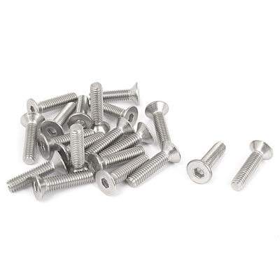 Harfington M6 x 25mm Metric 304 Stainless Steel Hex Socket Countersunk Flat Head Screw Bolts 20PCS