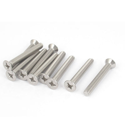 Harfington M6 x 45mm Metric Phillips Flat Head Countersunk Bolts Machine Screws 10pcs