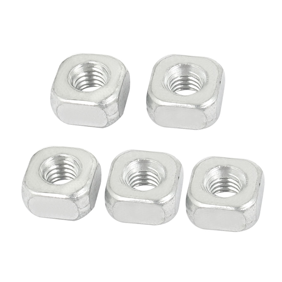 Harfington M6x12mmx5mm Metal Square Nuts Silver Tone 5pcs