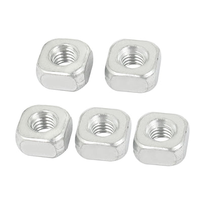 Harfington M6x12mmx5mm Metal Square Nuts Silver Tone 5pcs