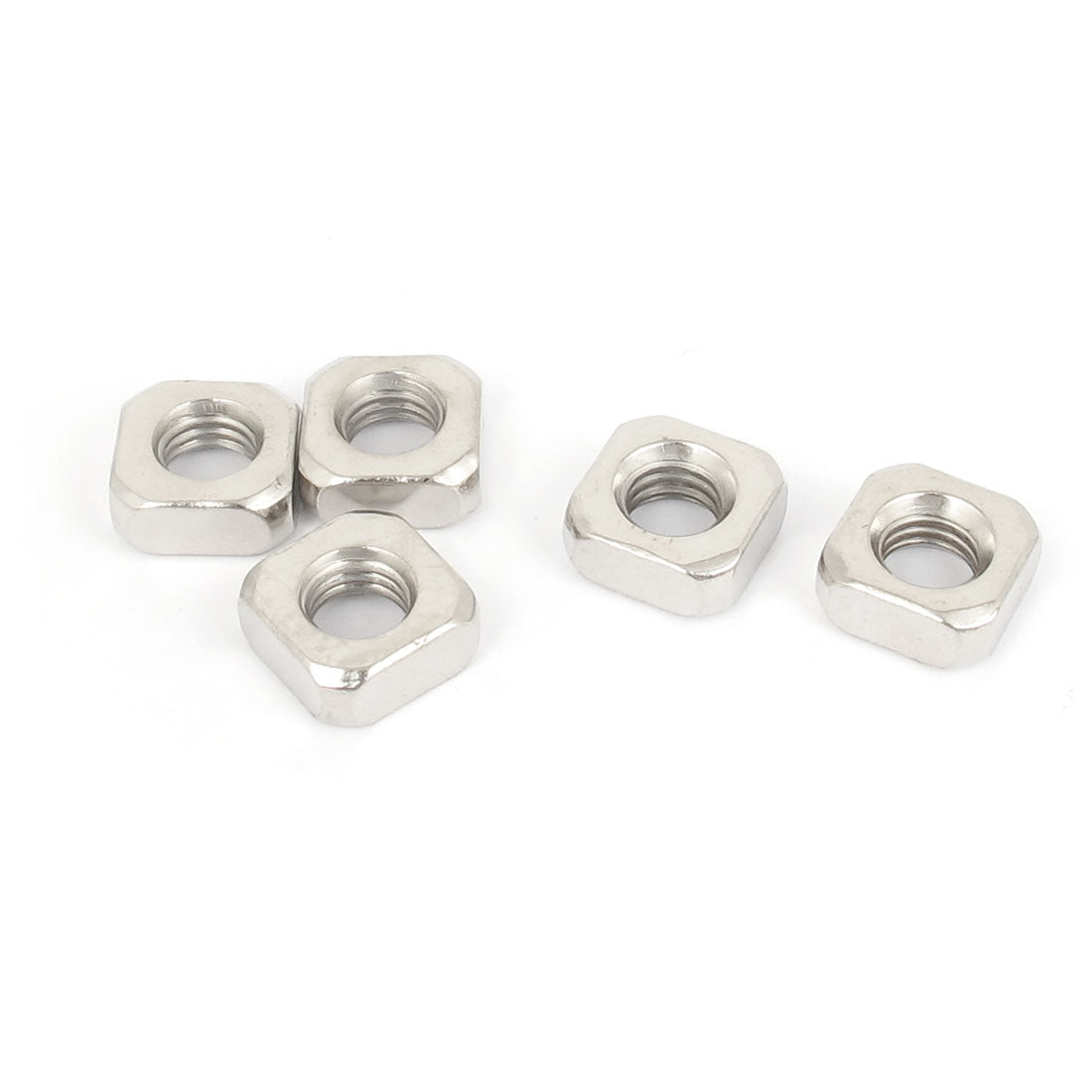 Harfington M8x14mmx6mm Metal Square Nuts Silver Tone 5pcs
