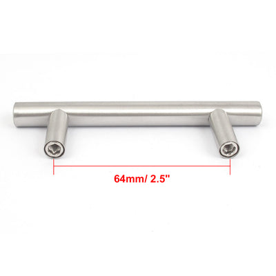 Harfington 12pcs Stainless Steel Kitchen Cabinet Drawer T Bar Pull Handle 64mm Distance