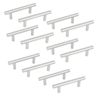 Harfington 12pcs Stainless Steel Kitchen Cabinet Drawer T Bar Pull Handle 64mm Distance