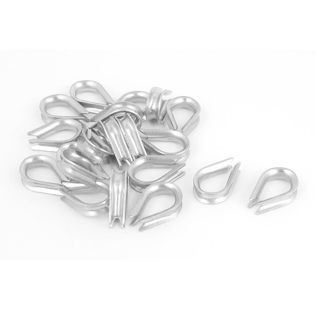 Harfington Stainless Steel 2mm Wire Rope Cable Commercial Thimbles Lifting Gear Silver Tone 20pcs