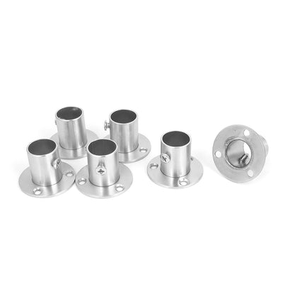 Harfington 19mm Schrank Kleidung Duschstange Flansch Halter Halterung Unterstützung Silber Ton 6St