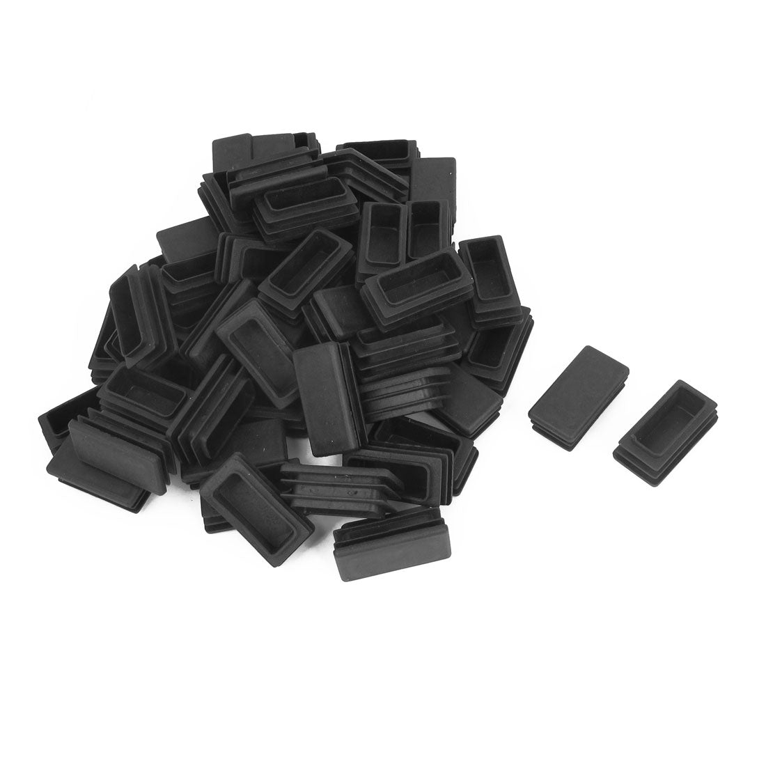 uxcell Uxcell 100pcs Black Plastic Rectangle Blanking End Tube Caps Cover Inserts 20mmx40mm