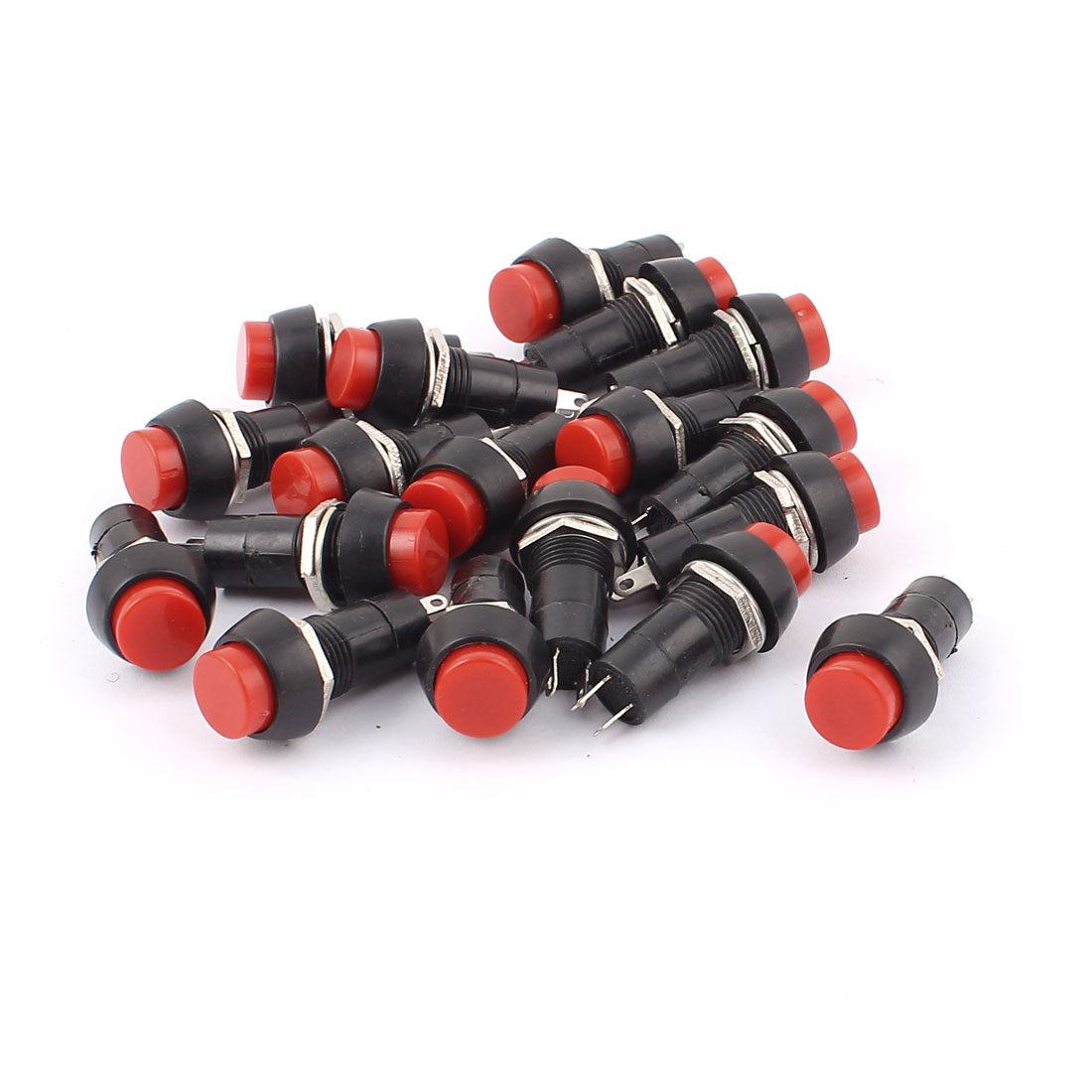 Harfington 18 Pcs Red Button Plastic Shell 12mm Thread Panel Mounted SPST 1NO 1NC Momentary Pushbutton Switch
