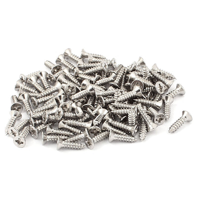 Harfington 100Pcs Stainless Steel Flat Head Phillips Self-Tapping Screw 12mm x 3mm