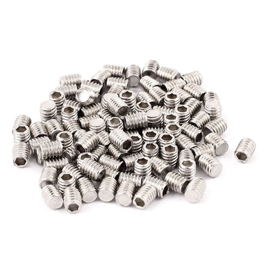 Harfington 100pcs M4x5mm Flat Point Grub Screws Hex Socket Set Screw