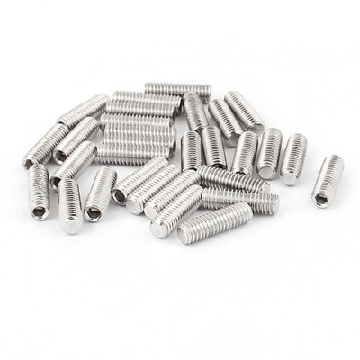 Harfington 30pcs M6x20mm 304 Stainless Steel Hex Socket Grub Screws Fasteners