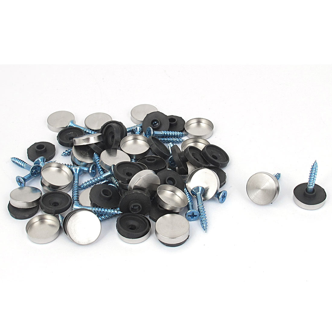 Harfington 28pcs 16mm Head Dia Metal Screw Cap Cover Advertising Decorative Mirror Nails