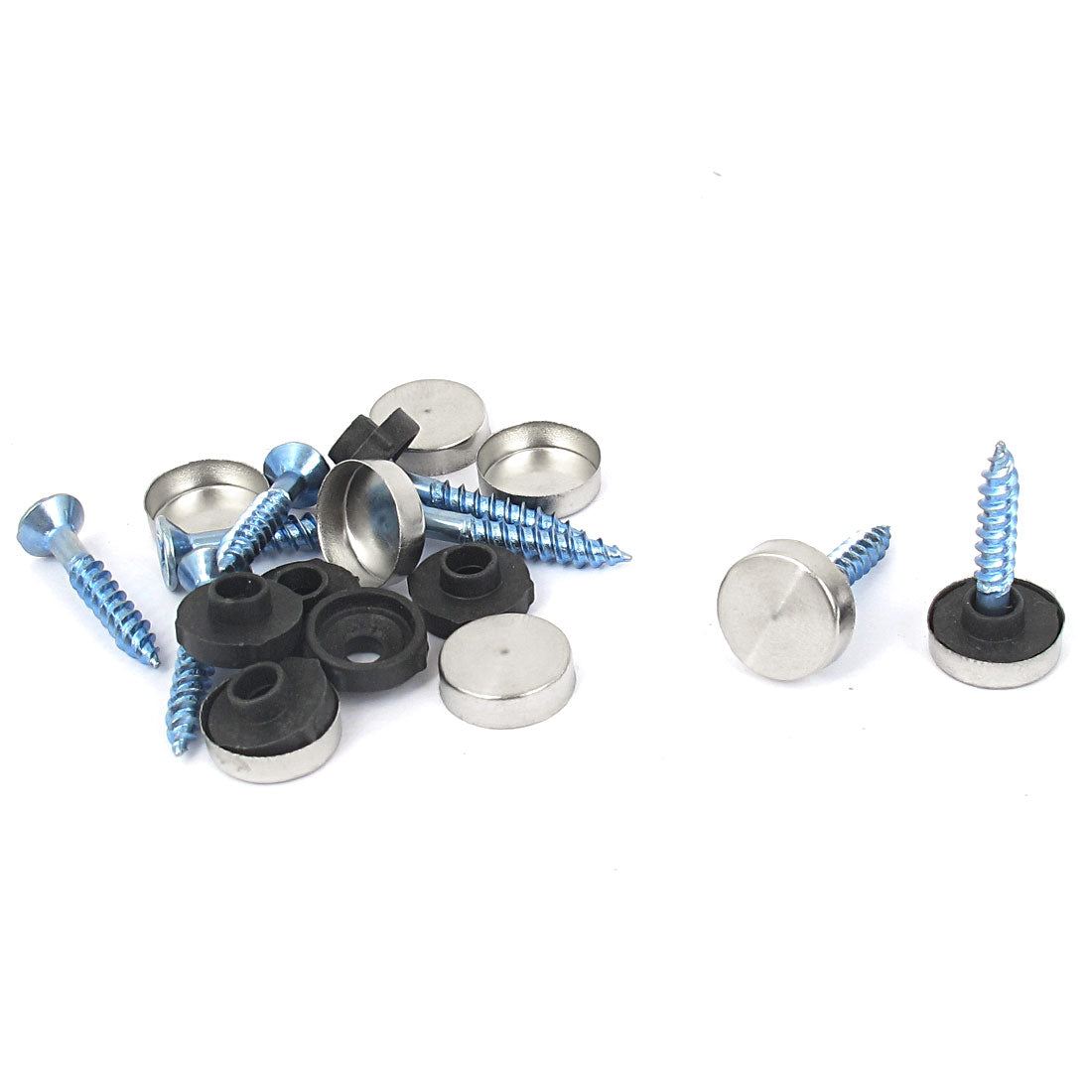 Harfington 8pcs 12mm Head Dia Metal Screw Cap Cover Glass Tea Table Decorative Mirror Nails