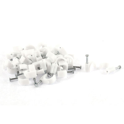Harfington 50Pcs Semi Circle Shaped Cable Wire Cord Holder Tie Clips w Nail