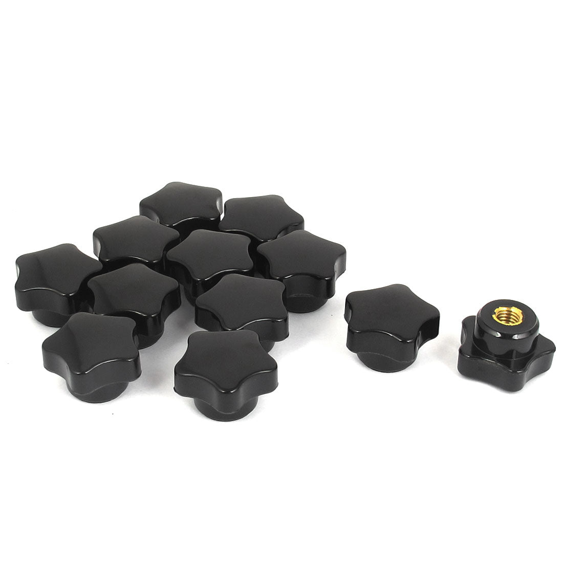 Harfington 12pcs 30mm Dia M8 Female Thread Plastic Star Design Head Clamping Nut Screw on Knob Grip