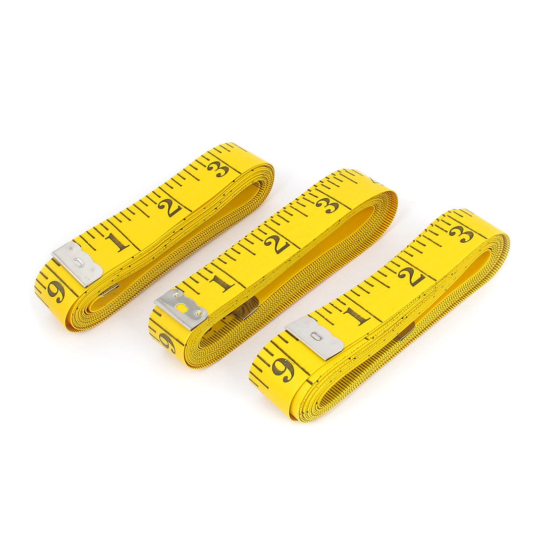Harfington 3pcs 300cm 120" Long Yellow Flat Double Scale Sewing Cloth Tailor Craft Ruler Tape Measure