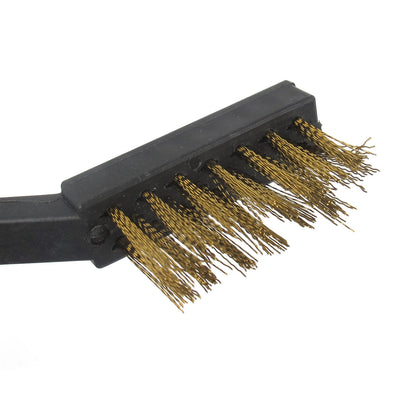 Harfington Black Plastic Handle Brass Wire Cleaning Brush 5pcs