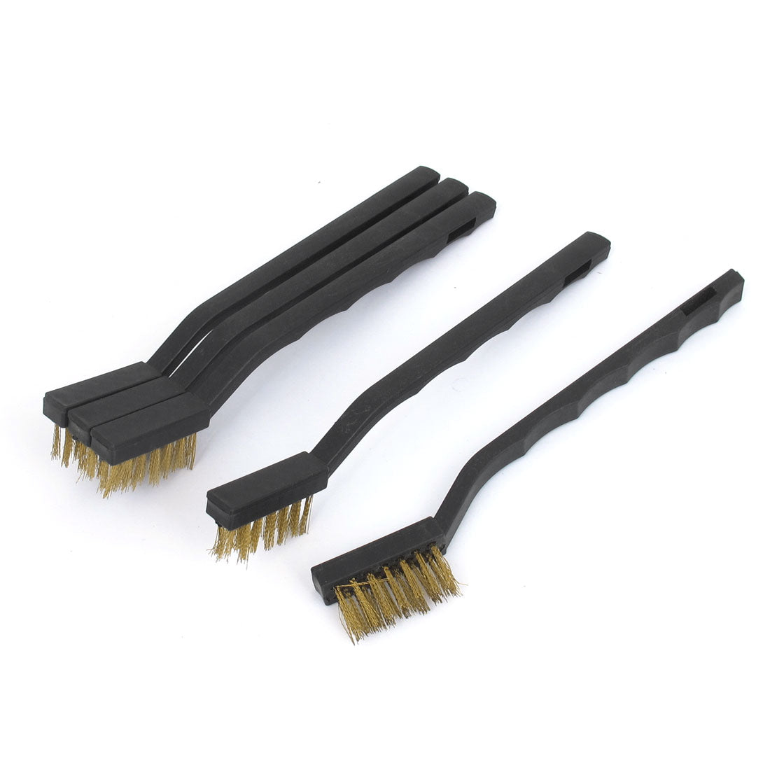 Harfington Black Plastic Handle Brass Wire Cleaning Brush 5pcs