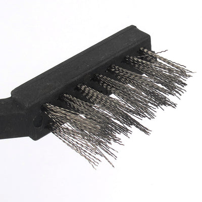 Harfington Black Plastic Handle Stainless Steel Wire Cleaning Brush 5pcs