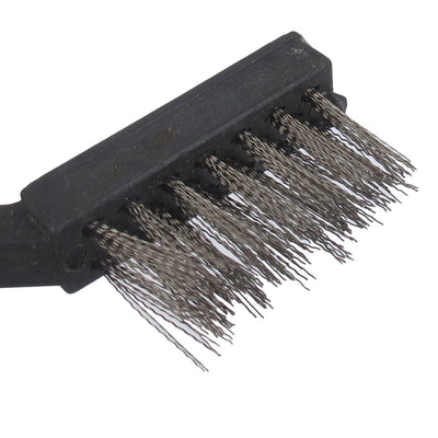 Harfington Black Plastic Handle Stainless Steel Wire Cleaning Brush 10pcs