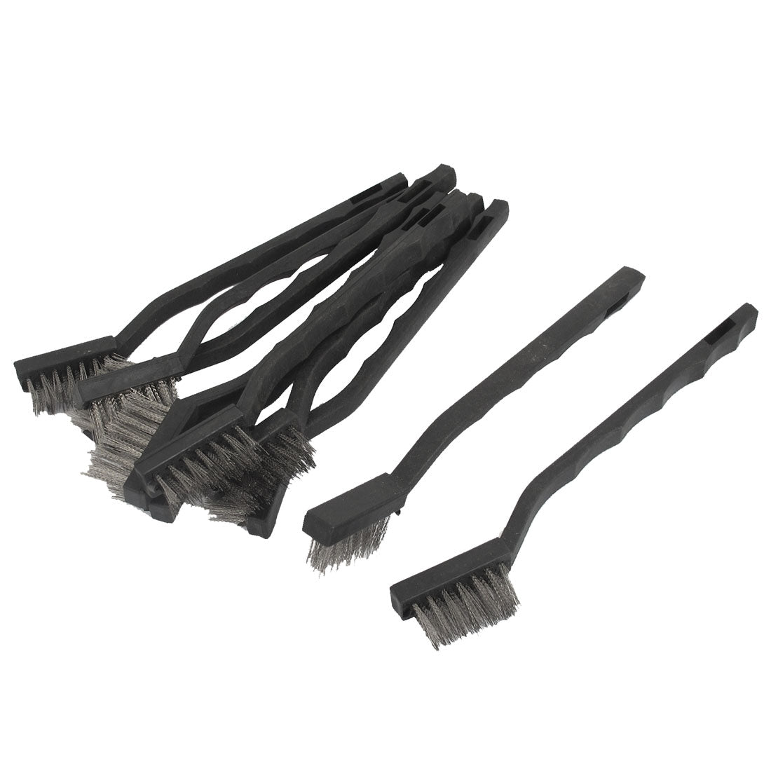 Harfington Black Plastic Handle Stainless Steel Wire Cleaning Brush 10pcs