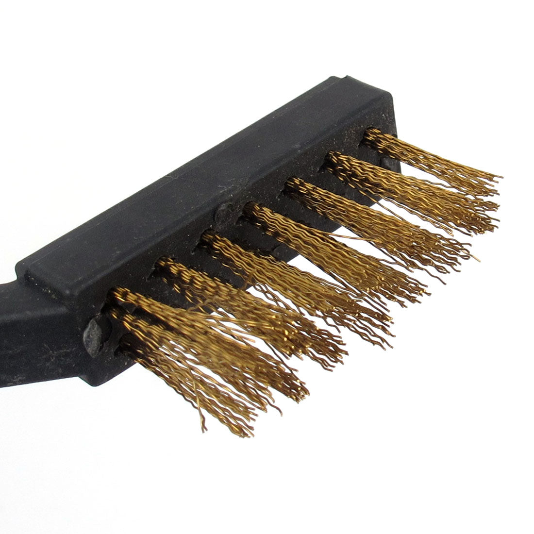 Harfington Black Plastic Handle Brass Wire Cleaning Brush 10pcs