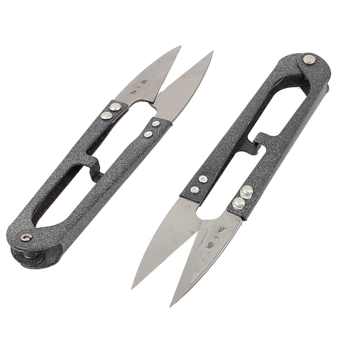 Harfington Fishing Line Cross Stitch Yarn U Shaped Metal Spring Scissor Cutter Gray 2Pcs