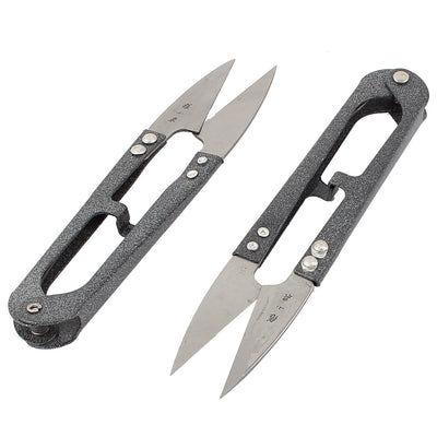 Harfington Fishing Line Cross Stitch Yarn U Shaped Metal Spring Scissor Cutter Gray 2Pcs