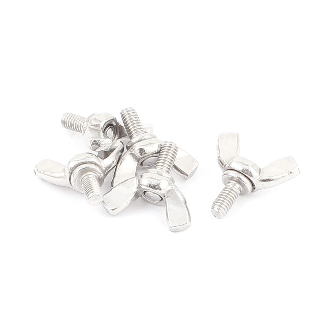 Harfington 5pcs 304 Stainless Steel M4x8mm Butterfly Head 4mm Thread Wing Screws