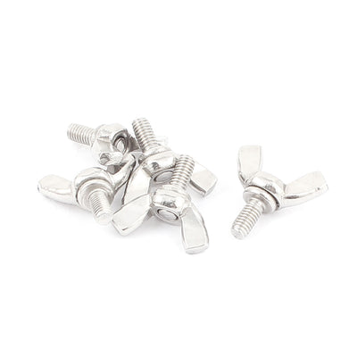 Harfington 5pcs 304 Stainless Steel M4x8mm Butterfly Head 4mm Thread Wing Screws