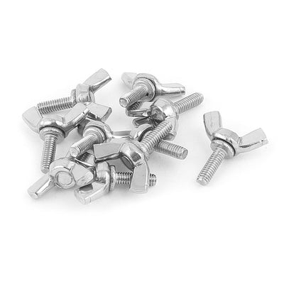 Harfington M4x12mm 304 Stainless Steel Wing Head Screw Bolts Fastener 10pcs
