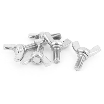 Harfington 5pcs 304 Stainless Steel M6x12mm Thread Wing Butterfly Screws Bolts