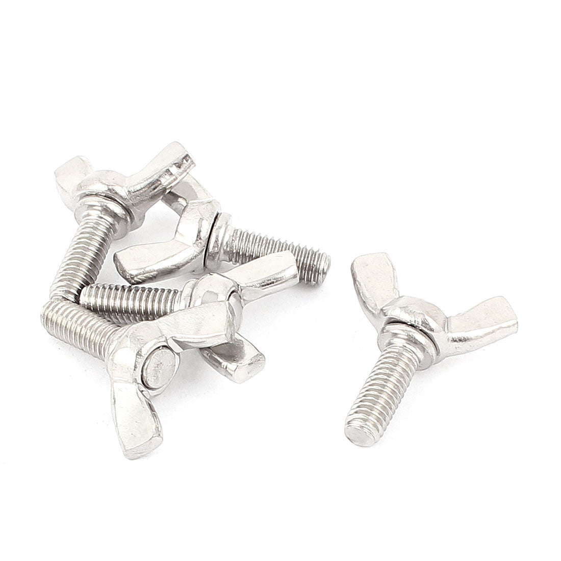 Harfington M6 Male Thread 30mm Long 304 Stainless Steel Wing Screws Bolts 5pcs
