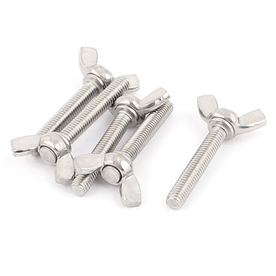 Harfington M6x35mm 304 Stainless Steel Thread Bolt Wing Screws Replacement Parts 5pcs