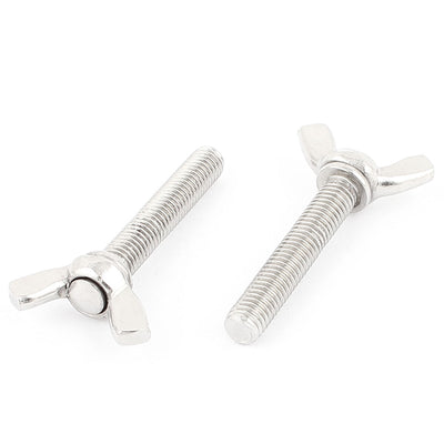 Harfington 60mm Long M8 Thread 304 Stainless Steel Butterfly Wing Screws Bolts 2pcs