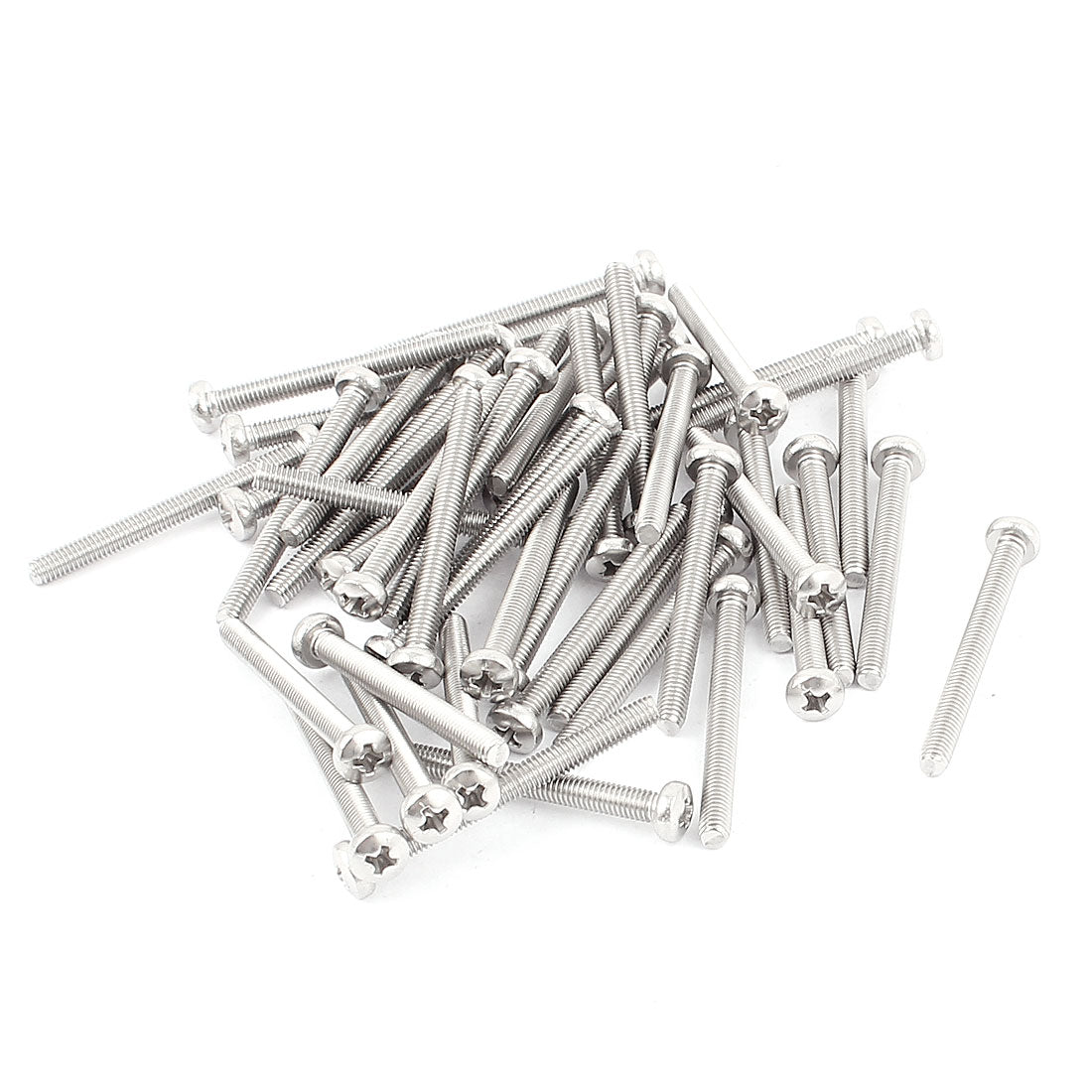 Harfington M3x30mm Round Phillips Head Screw Bolts Silver Tone 50pcs