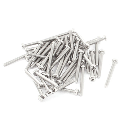Harfington M3x30mm Round Phillips Head Screw Bolts Silver Tone 50pcs