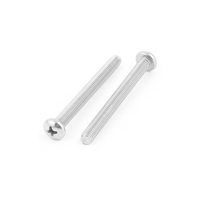 Harfington M5 x 50mm Threaded Phillips Round Head Machine Screws Bolts 10pcs